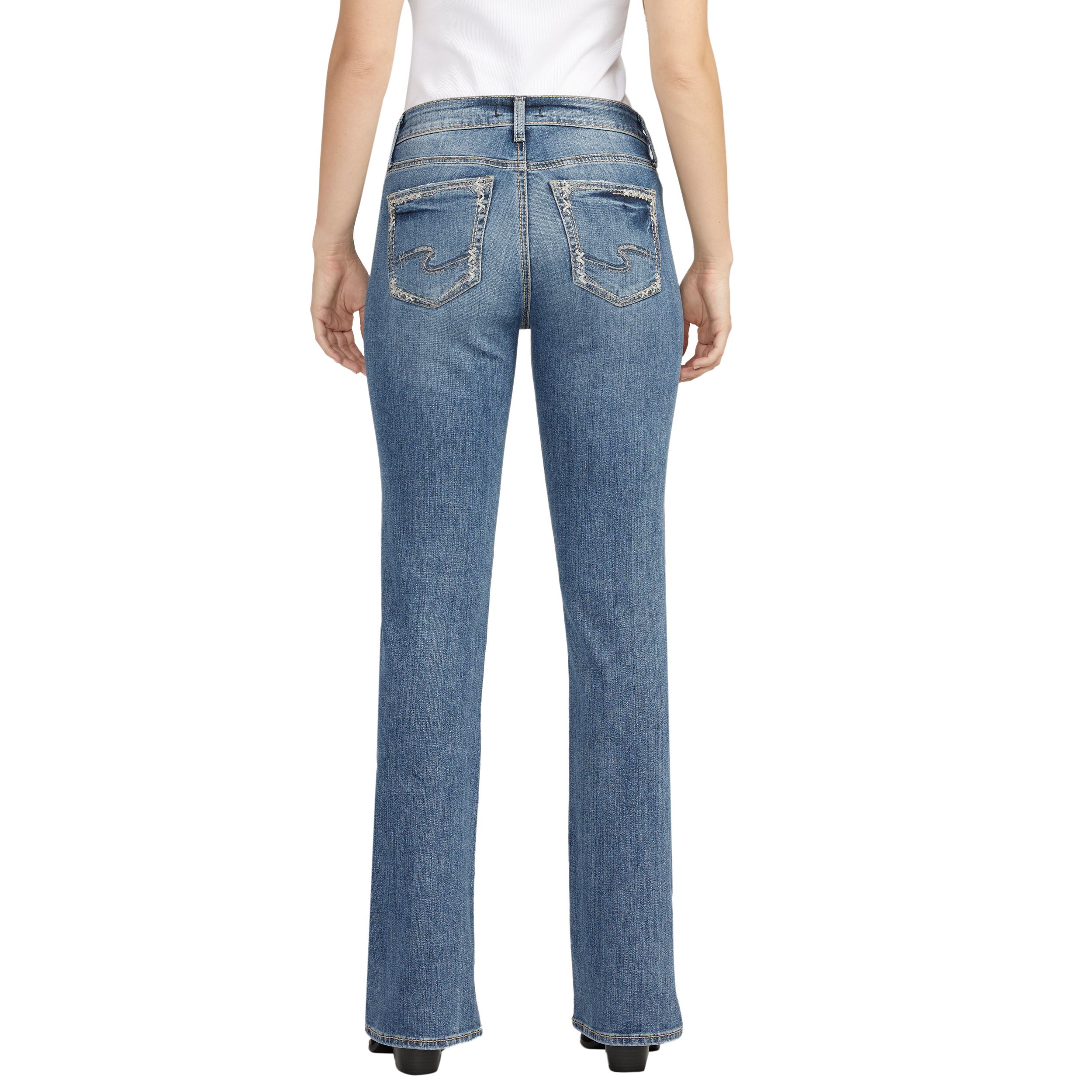 Jean semi-évasé à taille mi-basse qui épouse les courbes pour femmes, Suki, Silver