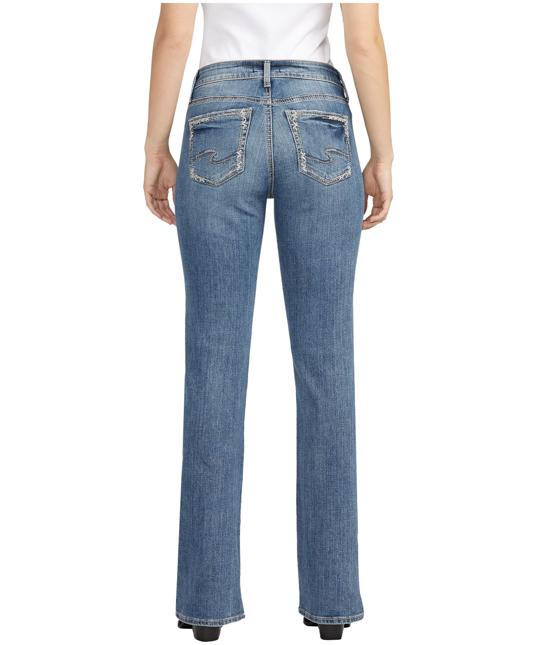 Jean semi-évasé à taille mi-basse qui épouse les courbes pour femmes, Suki, Silver