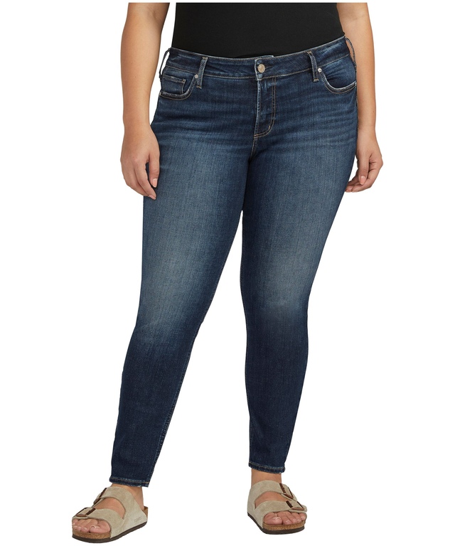 Jean moulant de coupe confortable à taille mi-basse pour femmes, Elyse, Silver