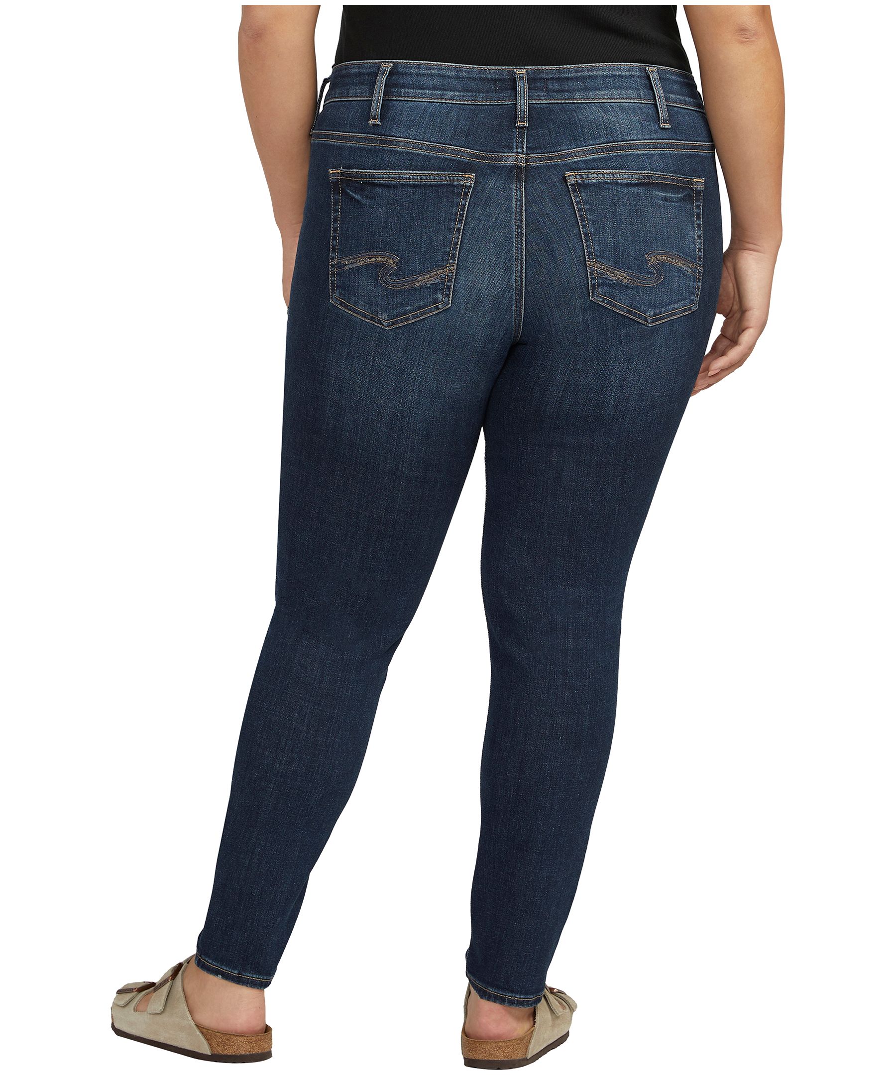 Jean moulant de coupe confortable à taille mi-basse pour femmes, Elyse, Silver