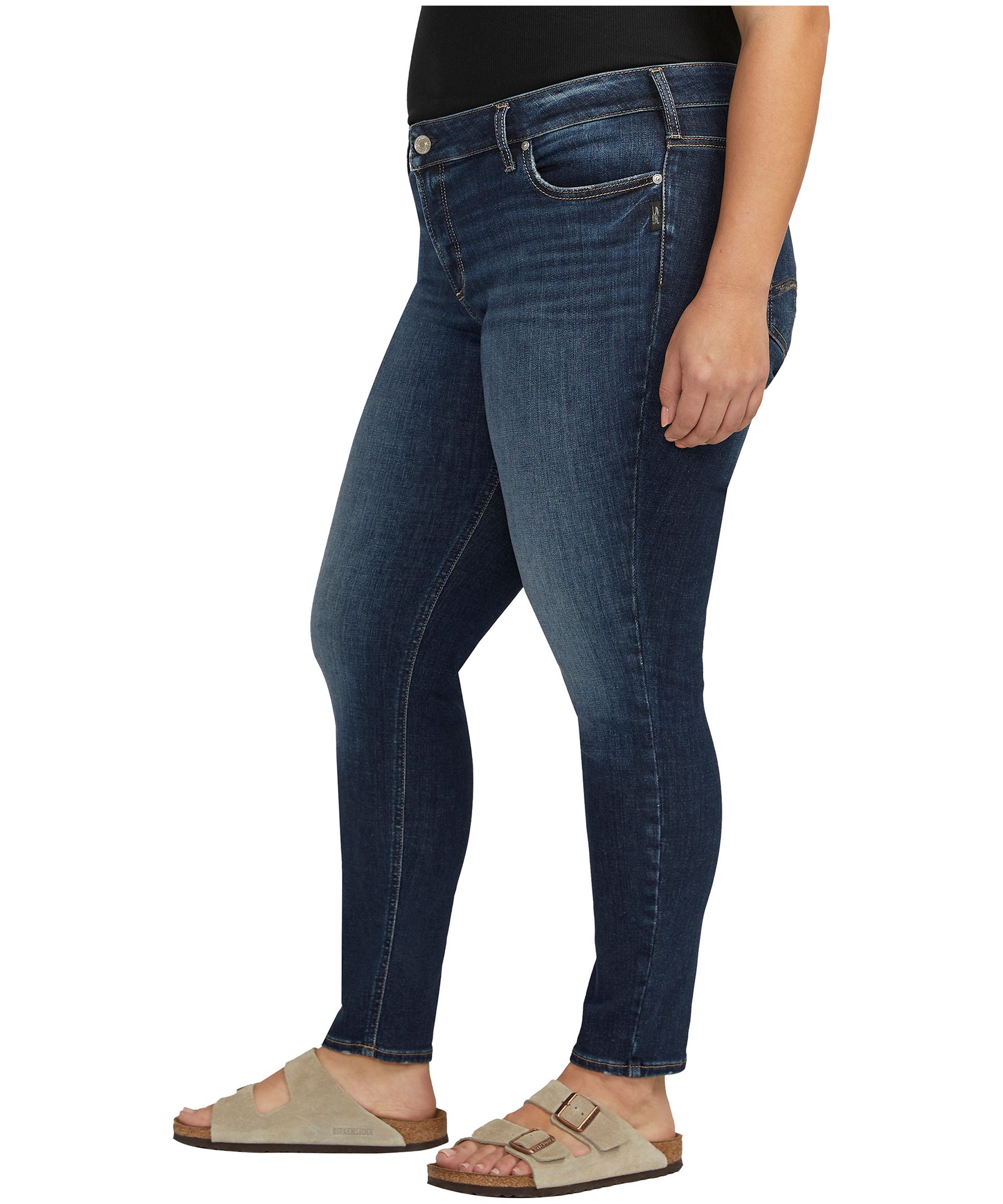 Jean moulant de coupe confortable à taille mi-basse pour femmes, Elyse, Silver