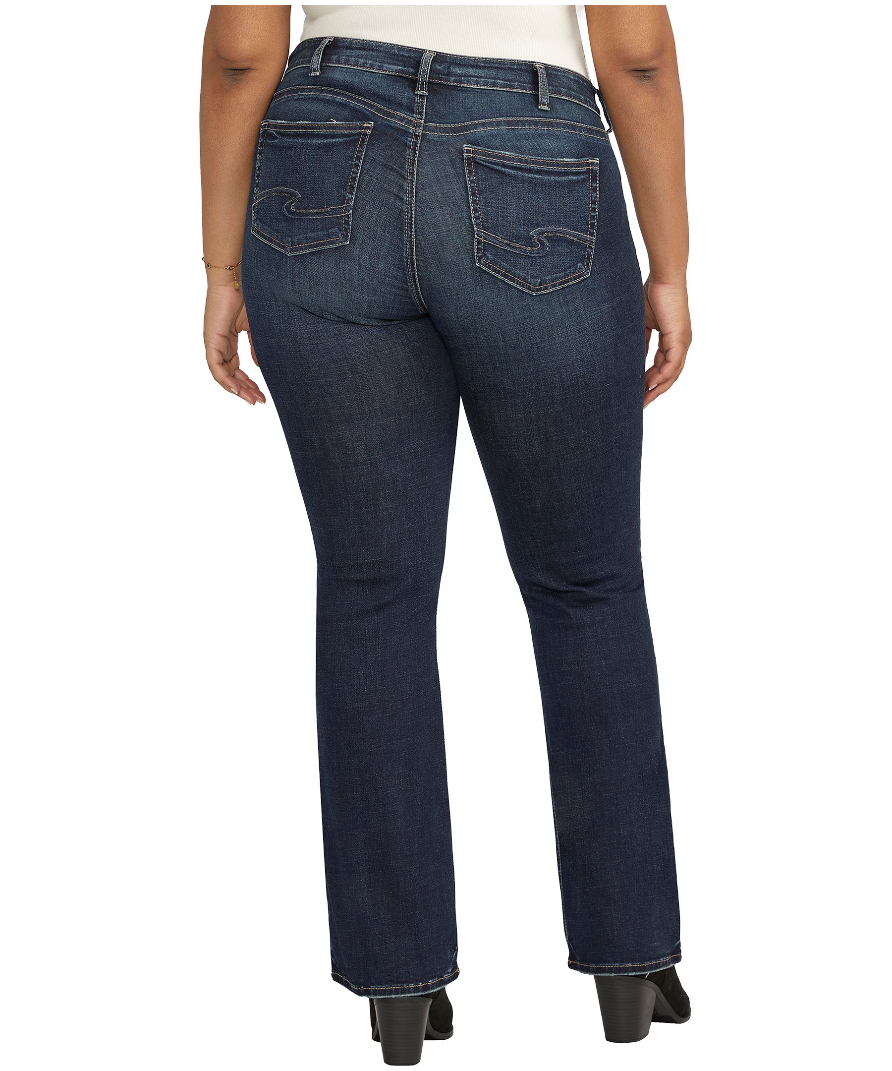 Silver Women's Elyse Mid Rise Comfort Fit Slim Bootcut Jeans - Plus Size