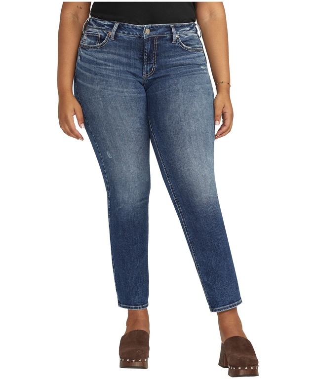 Silver Women's Britt Low Rise Curvy Fit Straight Jeans