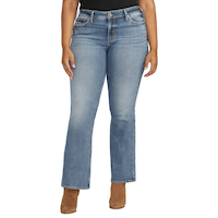 Jean semi-évasé à taille mi-basse qui épouse les courbes pour femmes, Suki, Silver Front_Flat