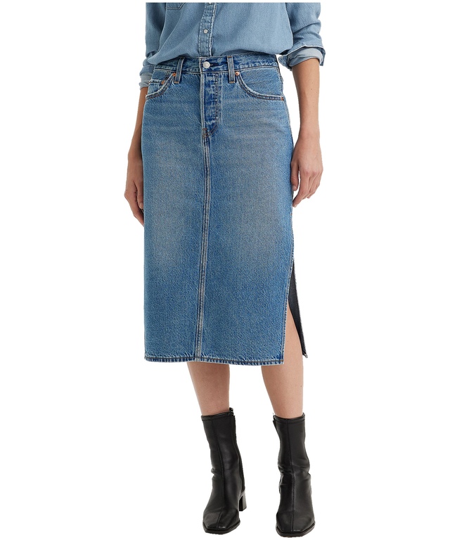Levi's Women's Side Slit Midi Jeans Skirt