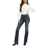 Jean coupe classique à taille mi-basse et à jambe semi-évasée pour femmes, Elyse, Silver Front_Flat