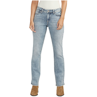 Silver Women's Elyse Mid Rise Curvy Fit Slim Boot Cut Jeans Front_Flat
