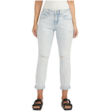 Silver Women's Boyfriend Mid Rise Curvy Fit Slim Leg Jeans Front_Flat