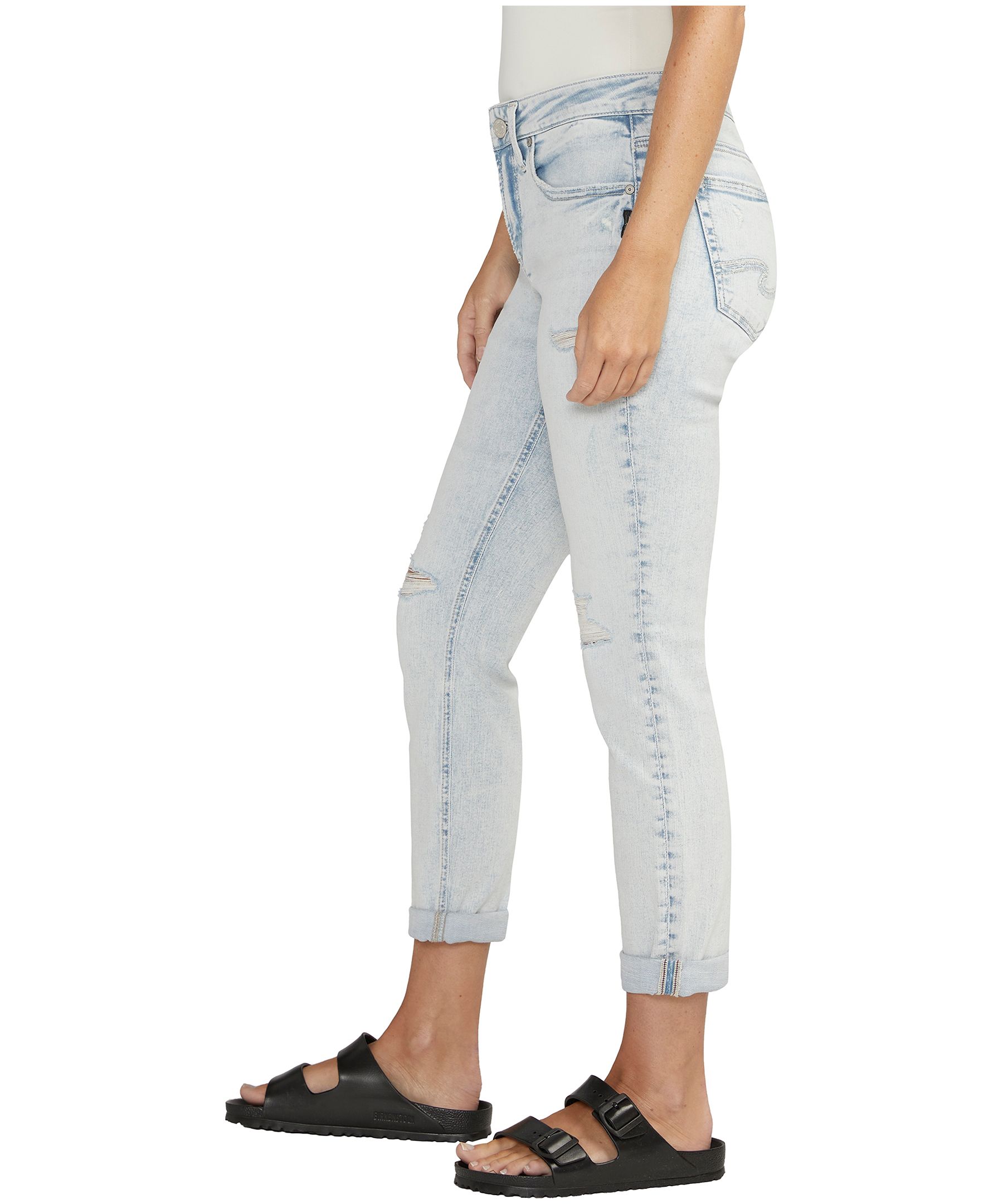 Silver Women's Boyfriend Mid Rise Curvy Fit Slim Leg Jeans