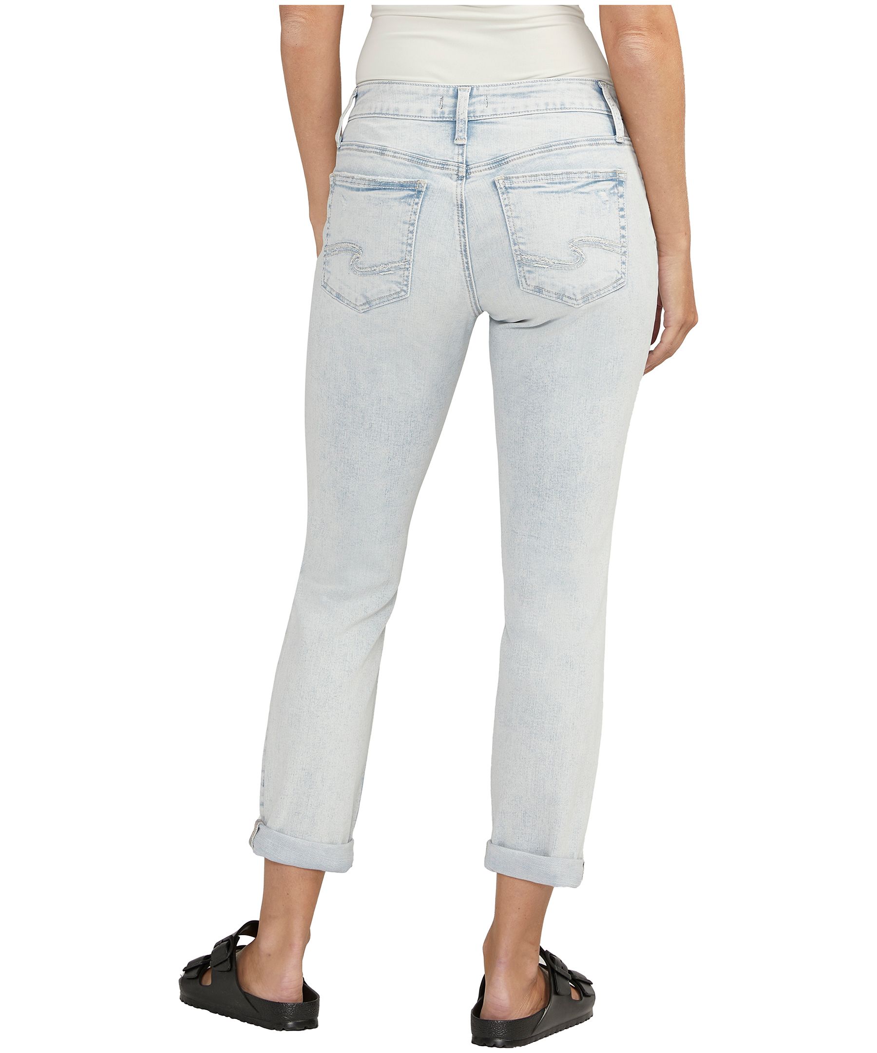 Silver Women's Boyfriend Mid Rise Curvy Fit Slim Leg Jeans