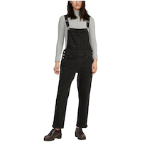 Salopette en denim à couple ample et à jambe droite pour femmes, Silver Front_Flat