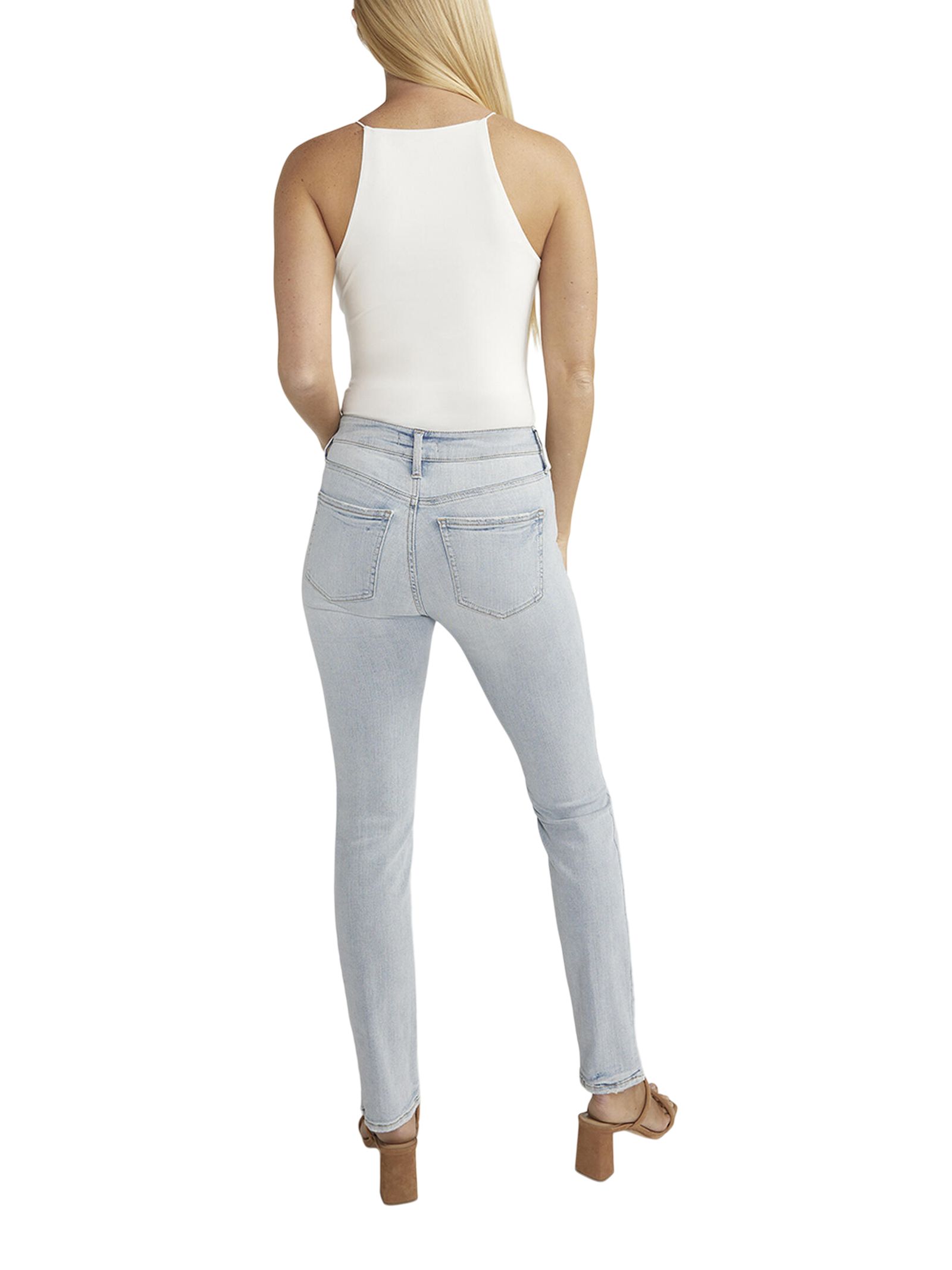 Jean à jambe droite et à taille mi-basse qui épouse les courbes pour femmes, Suki, Silver