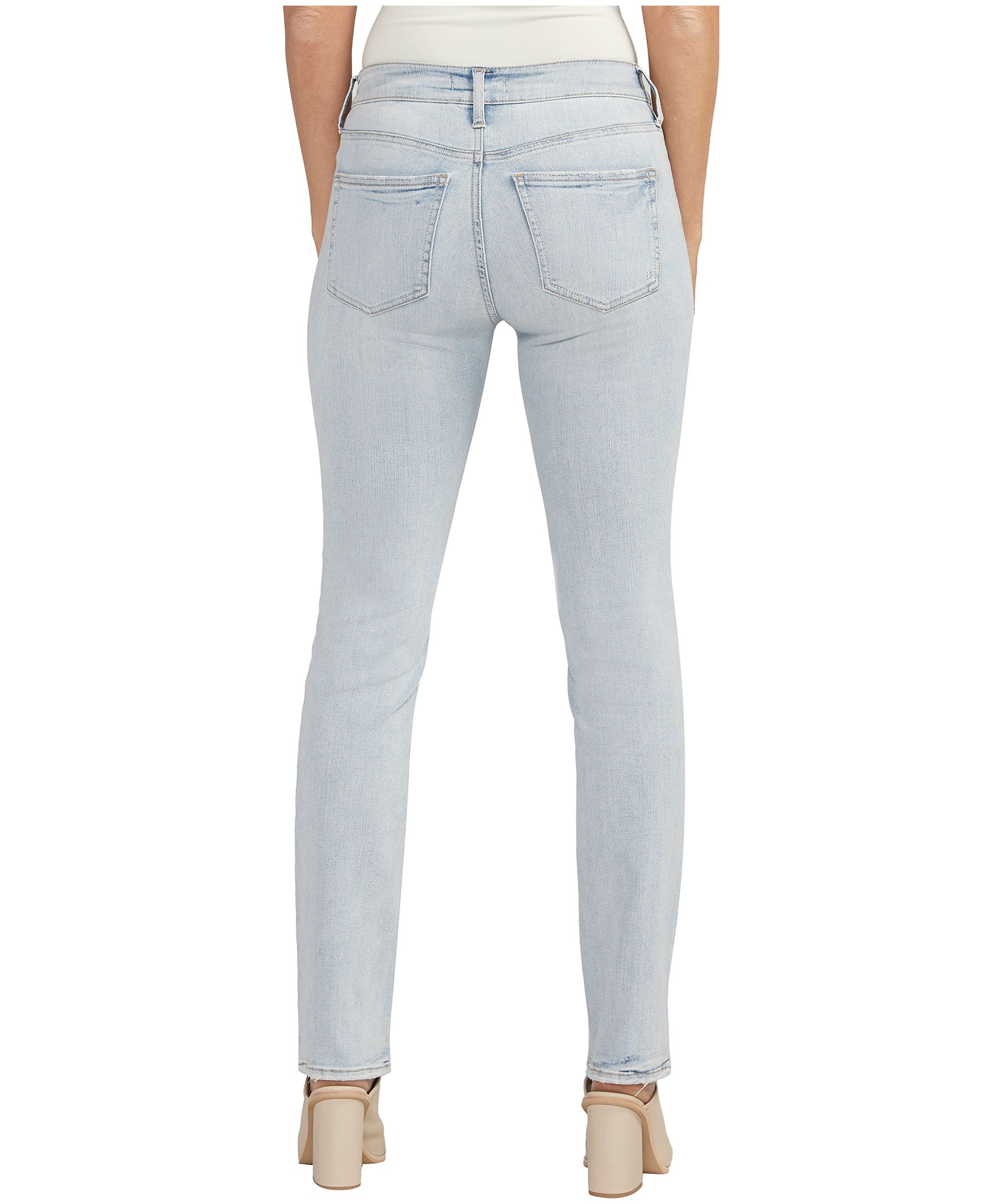 Jean à jambe droite et à taille mi-basse qui épouse les courbes pour femmes, Suki, Silver