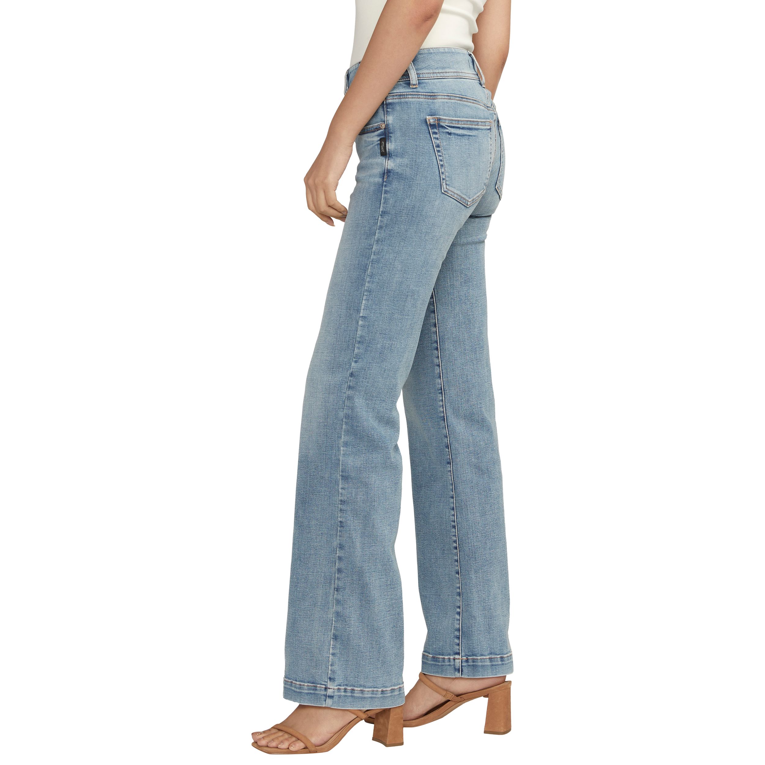 Jean pantalon à taille mi-basse qui épouse les courbes pour femmes, Suki, Silver