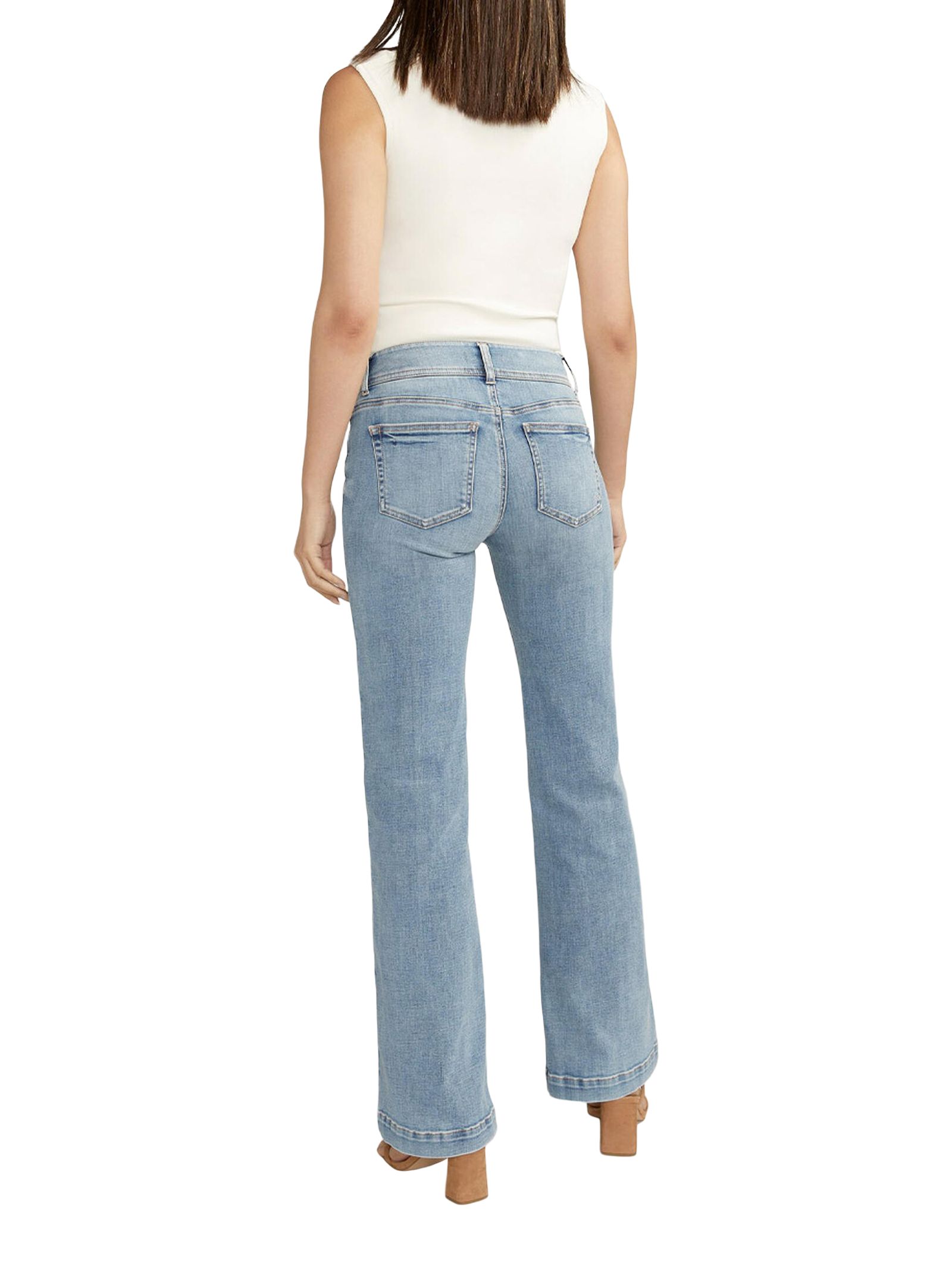 Jean pantalon à taille mi-basse qui épouse les courbes pour femmes, Suki, Silver