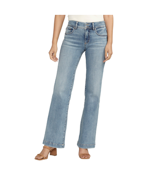 Jean pantalon à taille mi-basse qui épouse les courbes pour femmes, Suki, Silver