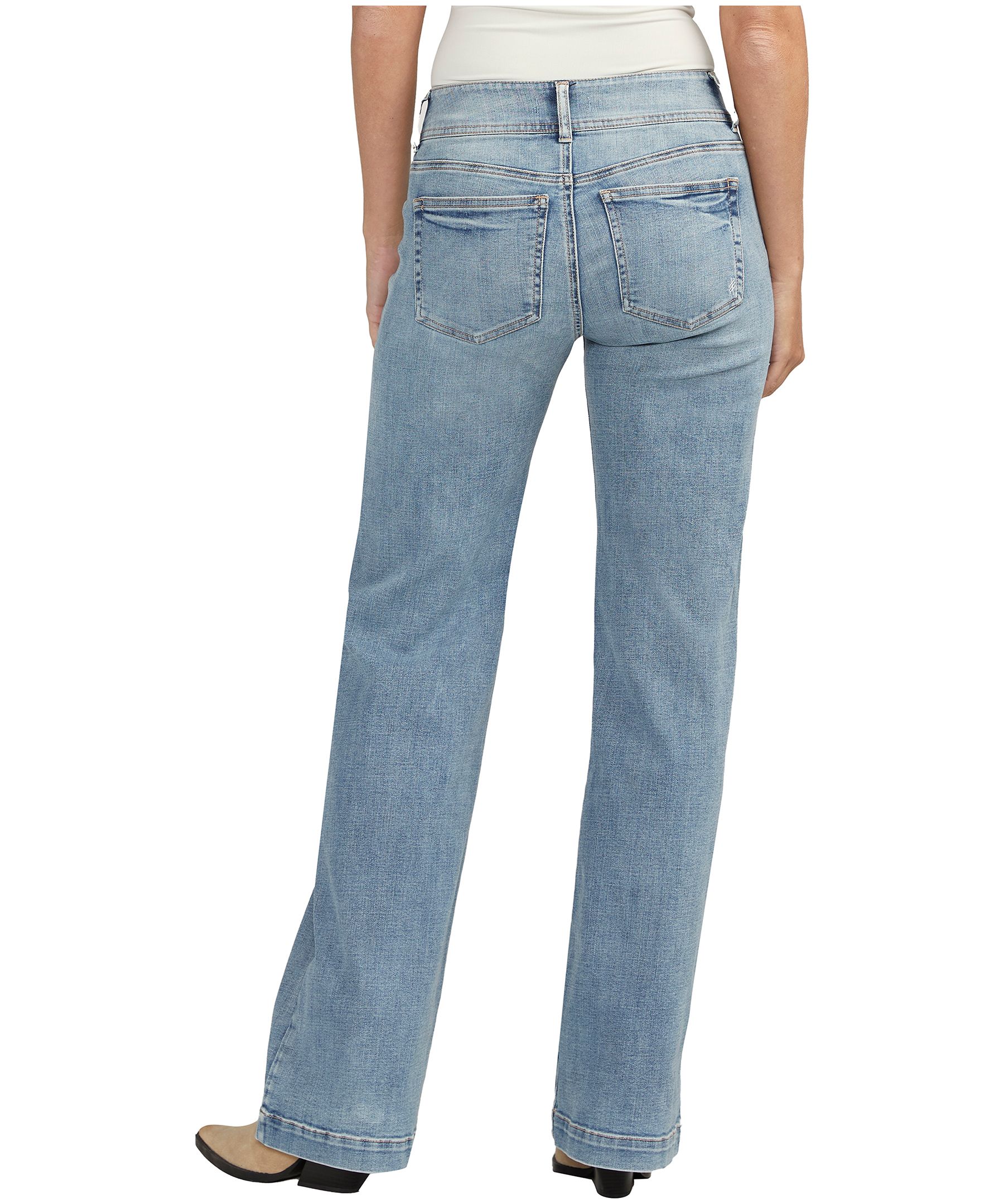 Jean pantalon à taille mi-basse qui épouse les courbes pour femmes, Suki, Silver