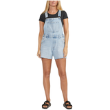 Silver Women's Vintage Denim Shortalls Front_Flat
