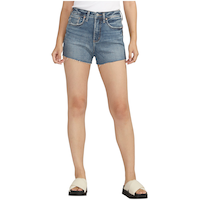 Silver Women's Beau High Rise Boyfriend Fit Shorts Front_Flat