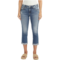 Silver Women's Elyse Mid Rise Curvey Fit Capris Front_Flat