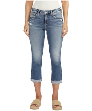 Silver Women's Elyse Mid Rise Curvey Fit Capris