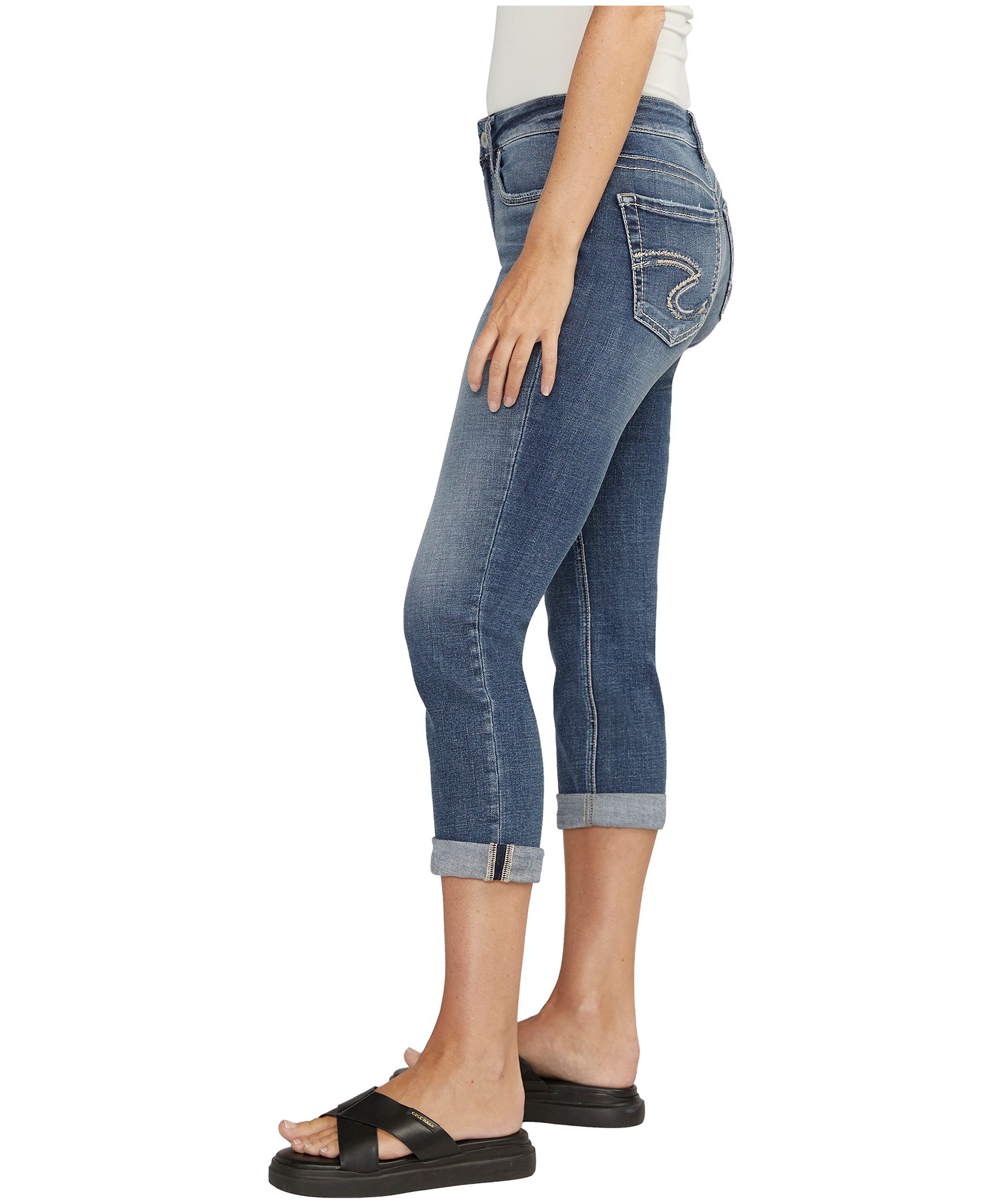 Capri à taille mi-basse qui épouse les courbes pour femmes, Elyse, Silver