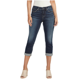 Silver Women's Suki Mid Rise Curvy Fit Capris Front_Flat