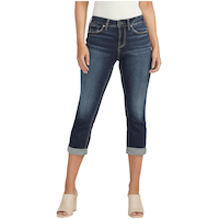 Silver Women's Suki Mid Rise Curvy Fit Capris Front_Flat