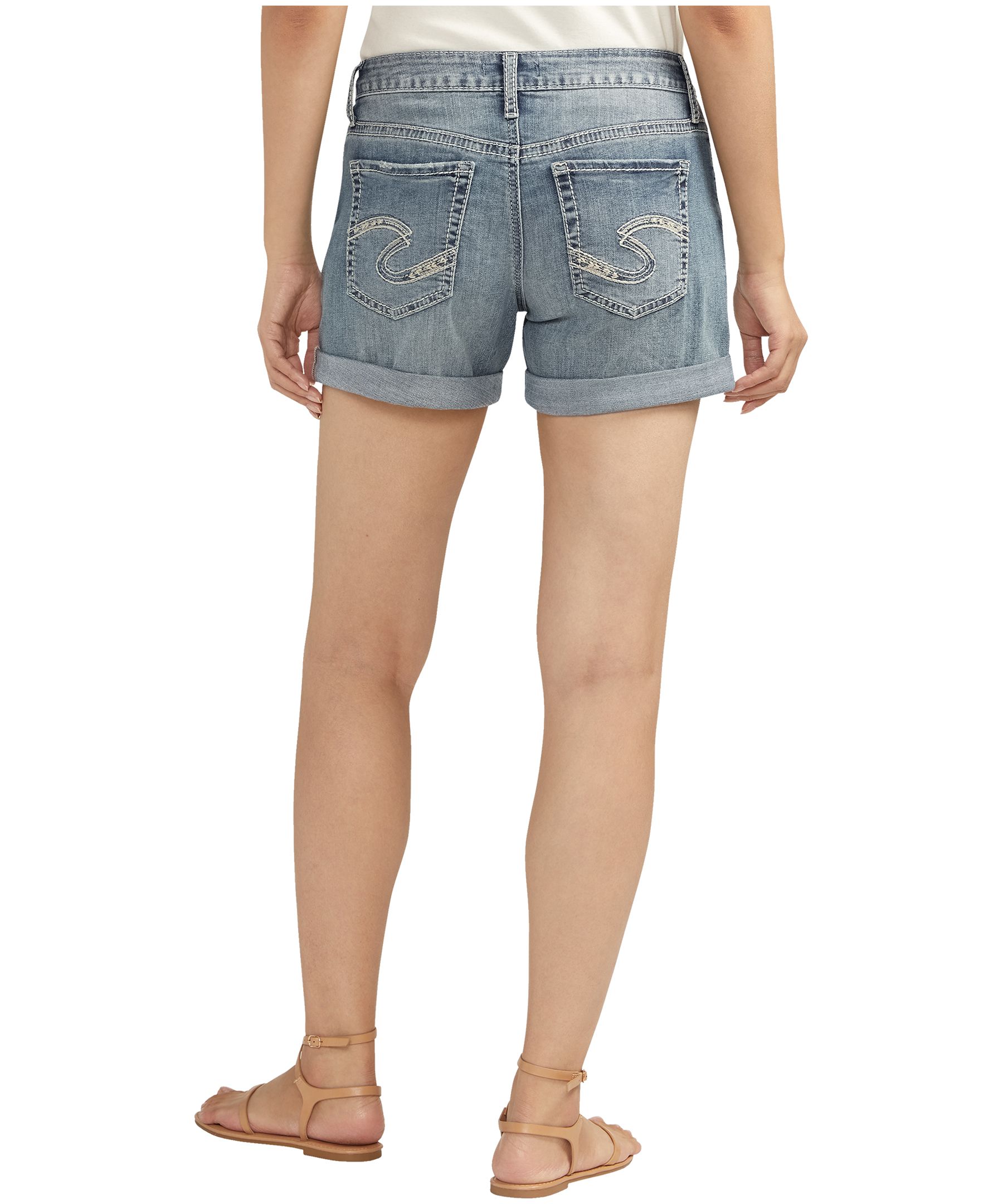 Silver Women's Boyfriend Mid Rise Curvy Fit Shorts