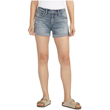 Silver Women's Boyfriend Mid Rise Curvy Fit Shorts Front_Flat