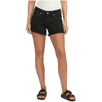 Silver Women's Boyfriend Mid Rise Shorts Front_Flat