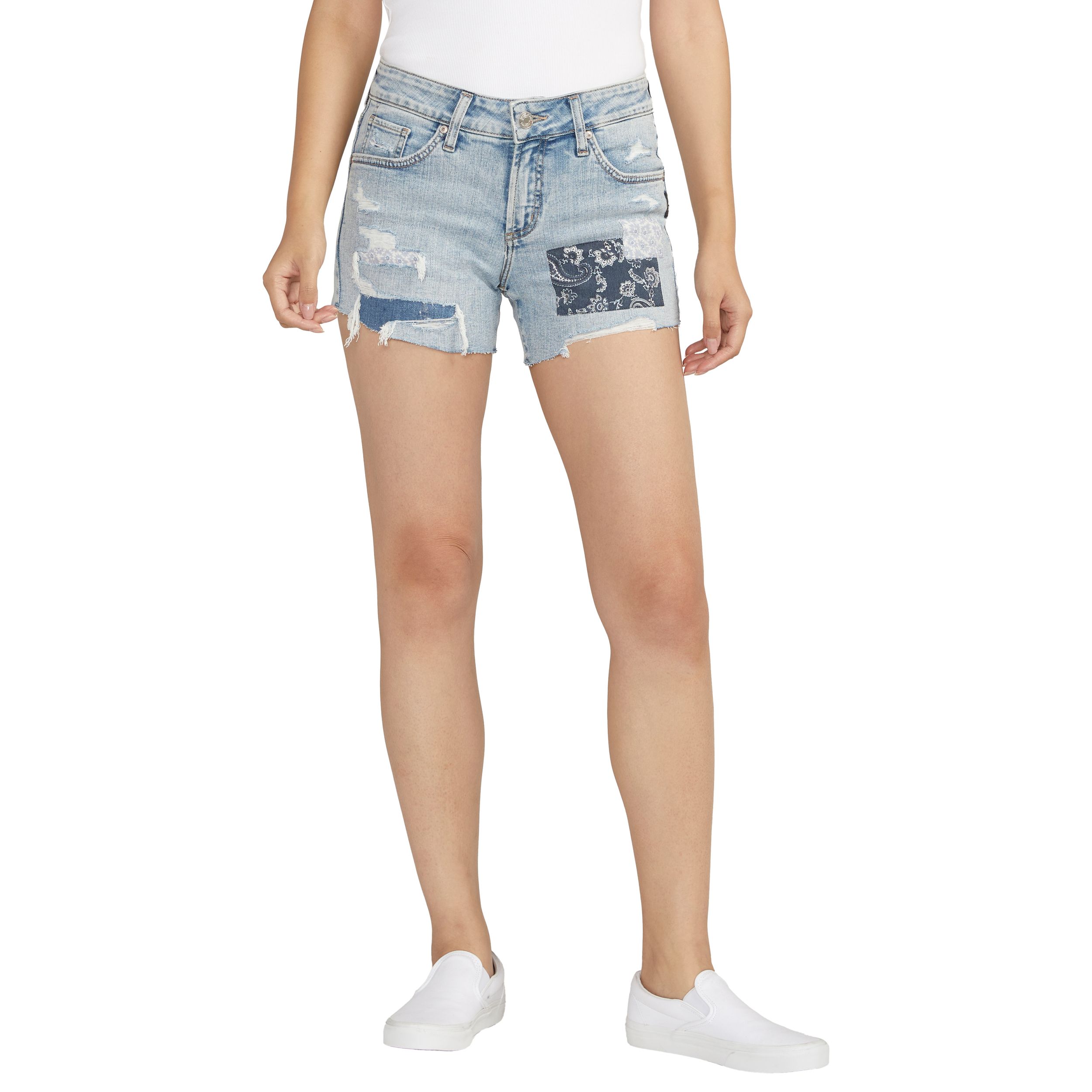 Silver Women's Boyfriend Mid Rise Shorts