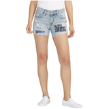 Silver Women's Boyfriend Mid Rise Shorts Front_Flat