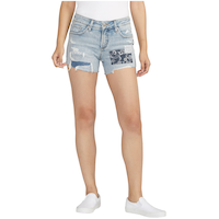 Silver Women's Boyfriend Mid Rise Shorts Front_Flat