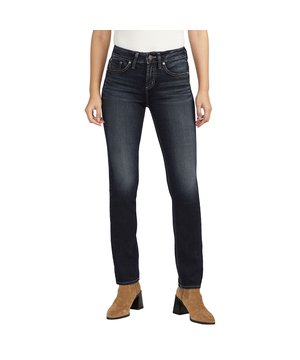 Jean à taille mi-basse et à jambe droite qui épouse les courbes pour femmes, Suki, Silver