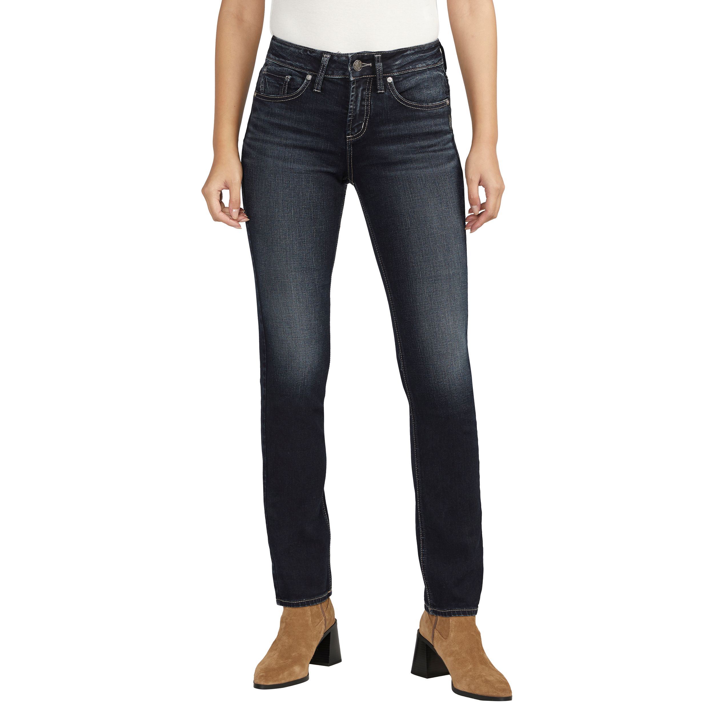 Jean Femme Silver Taille 27 - Capri Délavé Foncé Crop - Excellent état