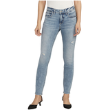 Jean à jambe droite et à taille mi-basse qui épouse les courbes pour femmes, Elyse, Silver Front_Flat