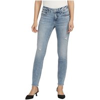 Silver Women's Elyse Mid Rise Curvy Fit Skinny Jeans Front_Flat