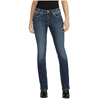 Silver Women's Elyse Mid Rise Curvy Fit Slim Leg Bootcut Jeans Front_Flat