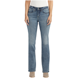 Jean à taille mi-basse et à jambe étroite semi-évasée qui épouse les courbes pour femmes, Suki, Silver Front_Flat