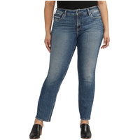 Silver Women's Suki Mid Rise Curvy Fit Straight Leg Jeans Front_Flat