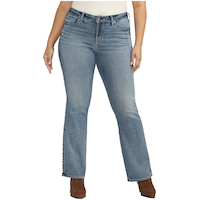 Silver Women's Suki Mid Rise Curvy Fit Slim Leg Bootcut Jeans Front_Flat