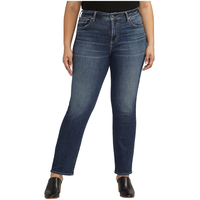 Silver Women's Avery High Rise Curvy Fit Straight Leg Jeans Front_Flat