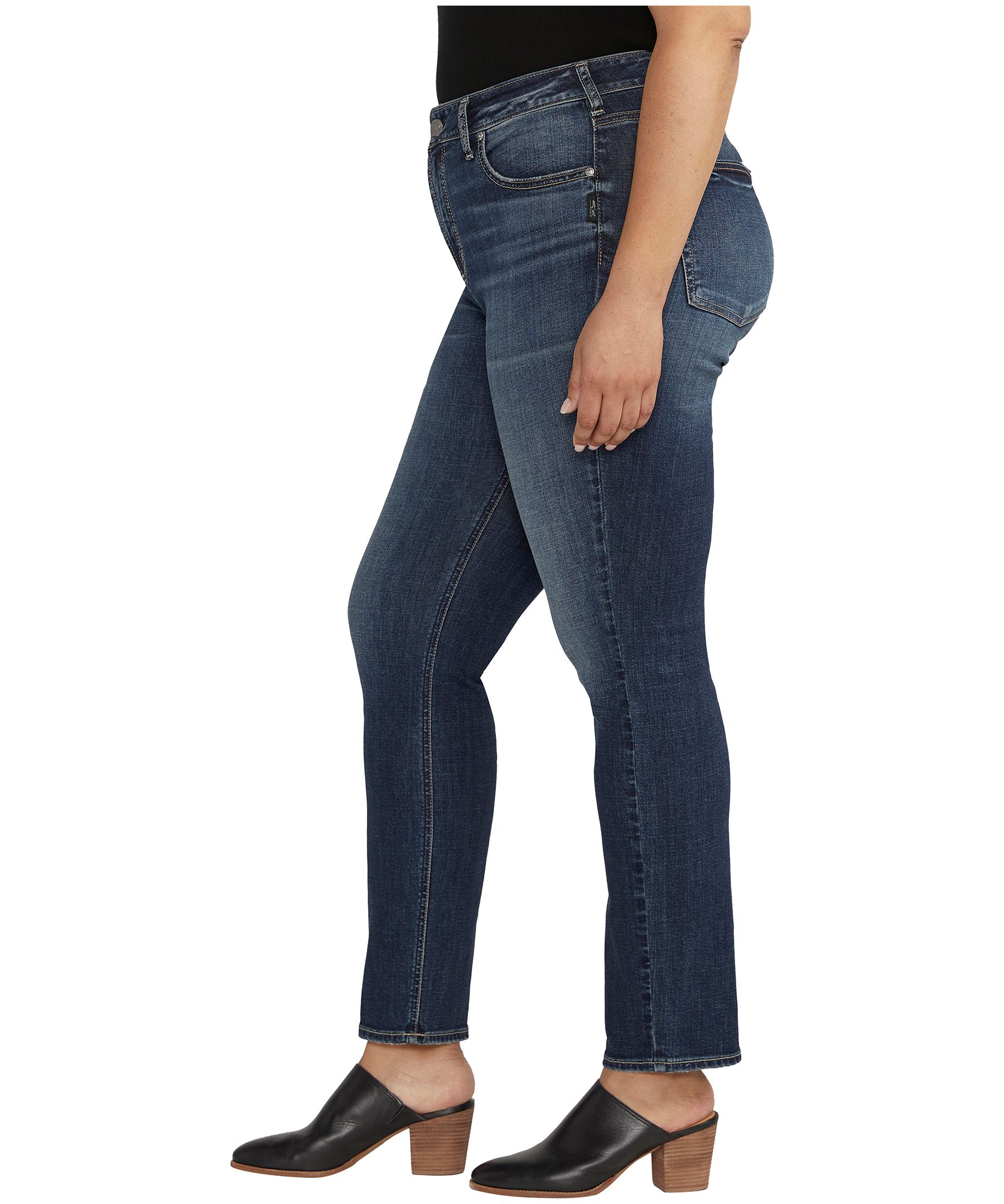 Silver Women's Avery High Rise Curvy Fit Straight Leg Jeans