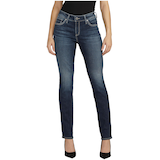 Silver Women's Elyse Mid Rise Curvy Fit Straight Leg Jeans Front_Flat