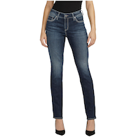Silver Women's Elyse Mid Rise Curvy Fit Straight Leg Jeans Front_Flat