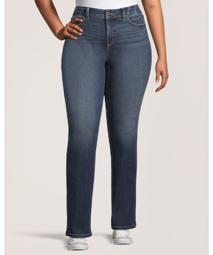 Denver Hayes Women's Curvy Fit Mid Rise Straight Jeans - Dark Indigo