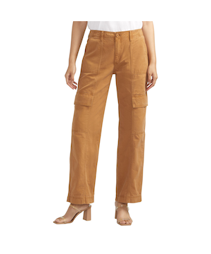 Pantalon cargo à jambe large pour femmes, Silver