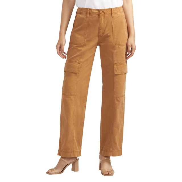 Pantalon cargo à jambe large pour femmes, Silver