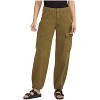 Pantalon cargo à coupe décontractée pour femmes, Silver Front_Flat